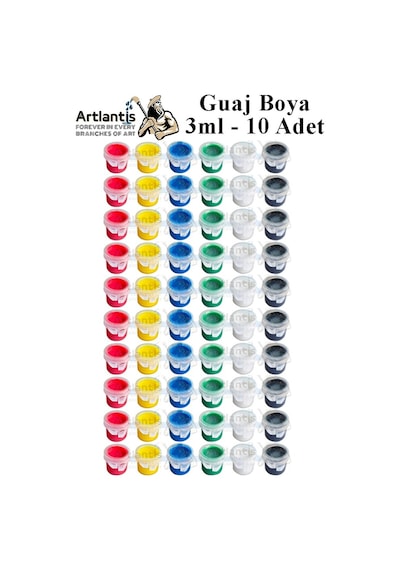 Guaj Boya 3 Ml 6 Renk 10 Paket Mini Küçük Guaj Boya Etkinlik Boyama Boyası Su Bazlı Resim Okul Öncesi Kreş Ana Sınıfı Çok Renkli
