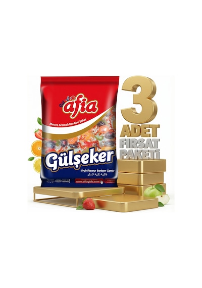 Afia Gülşeker Karışık Meyve Aromalı Şeker 3x175 Gr