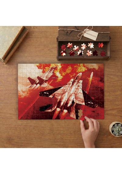 Savaş Uçakları Tasarımı 240 Parça Ahşap Puzzle Ahşap Kutuda Mpy20359