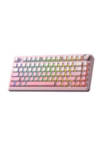 Aula F75 Mekanik Rgb Tkl Sessiz Cotton Candy Switch Kablosuz Makrolu Hot Swap Klavye Pembe