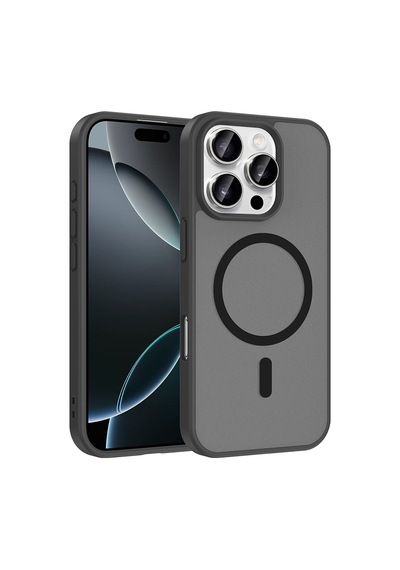 Mobilefix Apple iPhone Uyumlu Uyumlu 16 Pro Max Kılıf M-safe Şarj Özellikli Zore Babet Kapak - Siyah