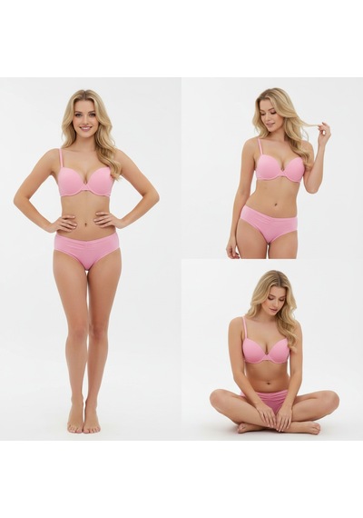 Bonbon Kadın Desteksiz Pembe Rengi Sütyen Külot 2'li Takım Bb2248 Pembe