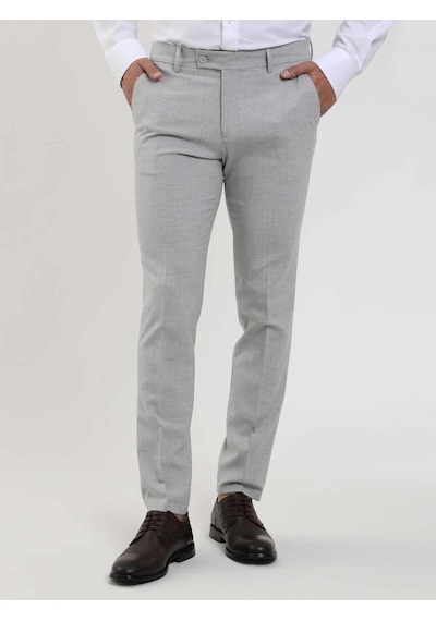 Dufy Gri Erkek Ekstra Slim Fit Melanj Desenli Klasik Pantolon - 103508-gri Gri