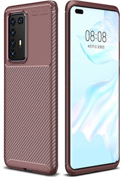 Huawei P40 Pro Kılıf Kamera Çıkıntılı Karbon Fiber Dokulu Renk Atmaz Kapak Negro