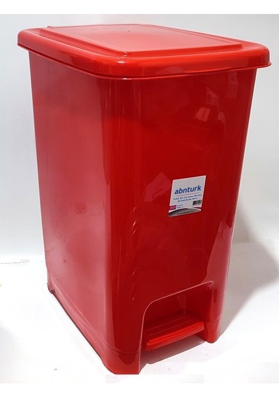 40 Litre Büyük Boy Pedallı Kırmızı Çöp Kovası 43x32 H:53cm Arkaplan Kırılmaz Çelik Tel Mekanizma