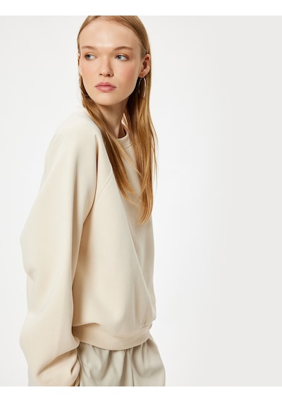 Koton Basic Oversize Sweatshirt Bisiklet Yaka Uzun Kollu Ribanalı Şardonlu Bej 5wal10103ık Ekru Koton Basic Oversize Sweatshirt Bisiklet Yaka Uzun Kollu Ribanalı Şardonlu Bej 5wal10103ık Ekru