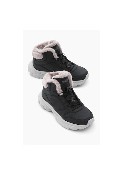 Tonny Black Çocuk Unisex Siyah Faylon Taban İçi Kürklü Lastik Bağcıklı Bot Tbals020 101 Siyah