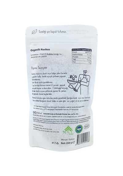 Organik Sade Bebek Kuskus +7ay 250gr