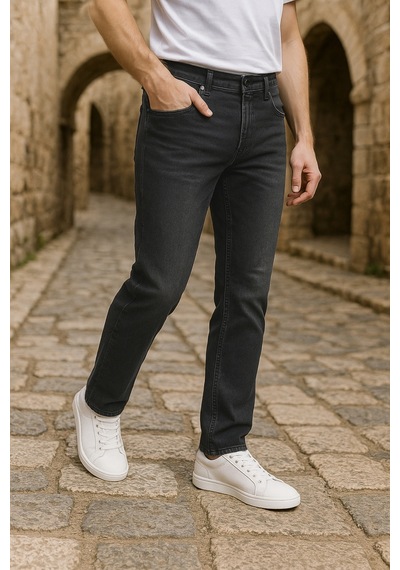 Cedy Denim Xcedy Premium Yüksek Kalite Erkek Klasik 5 Cep Yüksek Bel Regularfit Esnek Boru Paça Pantolon Siyah