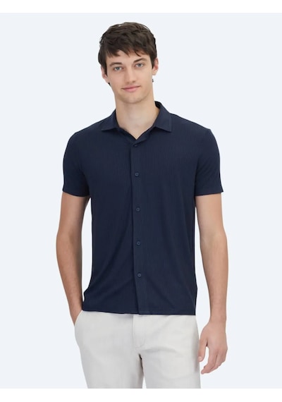Kip Lacivert Desenli Regular Fit Casual Gömlek Lacivert