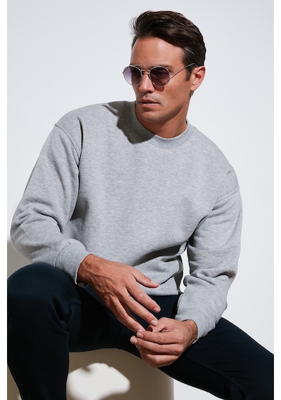 Buratti Regular Fit Bisiklet Yaka Pamuklu Içi Tüylü Yumuşak Şardonlu Erkek Sweat 5905255 Gri Melanj