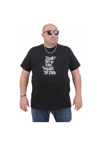 Moc Grande Mocgrande Erkek Büyük Beden Sıfır Yaka Tişört Cool Boys 24125 Sıyah-Sıyah Siyah