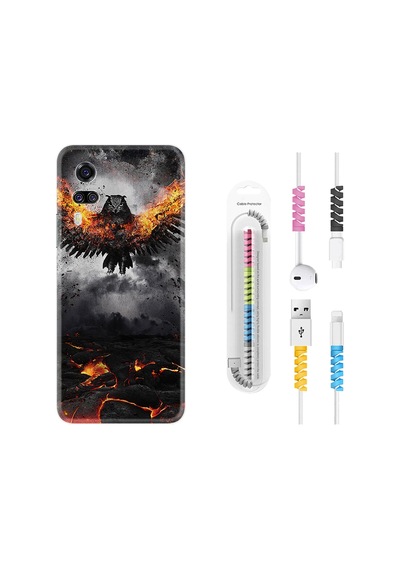 Vivo Y51 Kılıf Kablo Koruyuculu Ateş Kartalı 1766