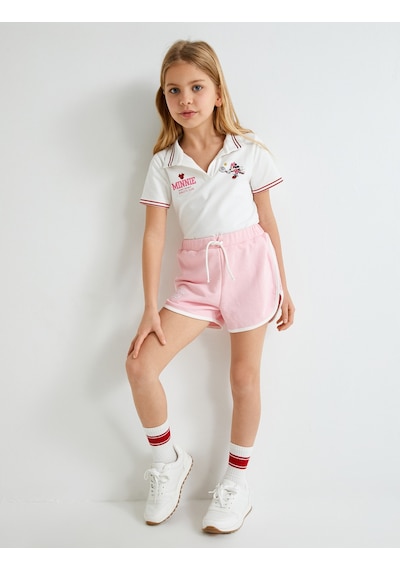 Koton Minnie Mouse Tişört Polo Yaka Lisanslı Kısa Kollu Ekru 4skg10596ak Ekru