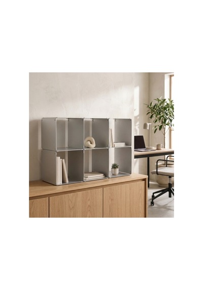 Node 6'lı Modüler Metal Açık Raf Ünitesi Konsol Ve Masaüstü Kitaplık 50x33 Cm Gümüş - 944245501 Gümüş