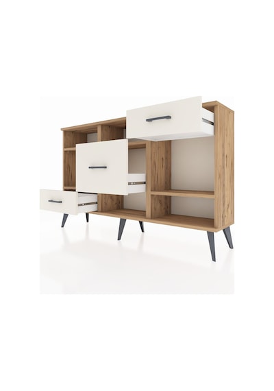 Arges Konsol 4 Raflı 3 Çekmeceli 132x30x83 Çam-çam/aytaşı Çam/aytaşı