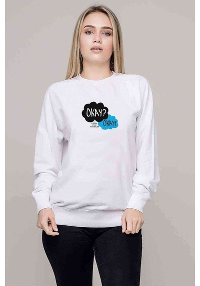 The Fault In Our Stars Baskılı Beyaz Kadın Sweatshirt