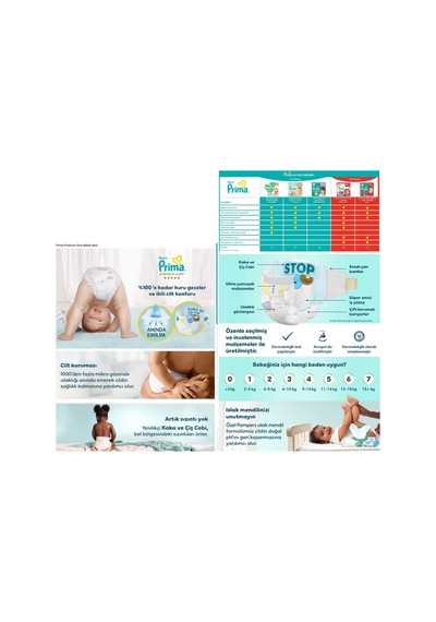 Prima Premium Care Bebek Bezi Beden:6 13+ Extra Large 62 Adet 6 Numara