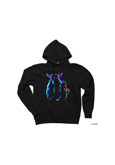 Clash Of Clans Büyücü Ve Pekka Siyah Kapşonlu Sweatshirt Hoodie