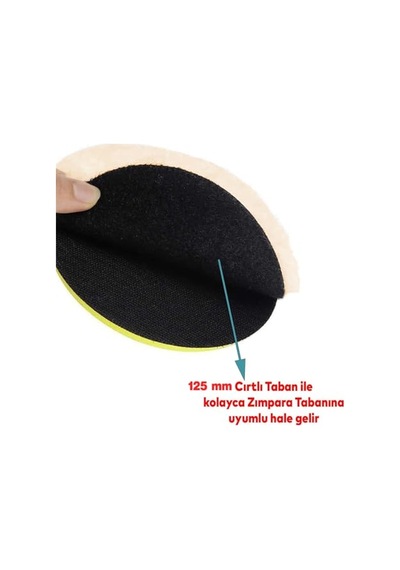 Sarı Renk 1 Adet Orta Sert Koyun Kuzu Postu Pedi Ø 125 Mm Pasta Cila Polisaj Cırt Tabanlı Yün