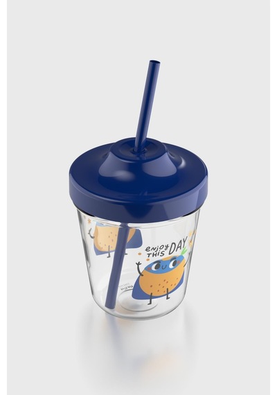 Renga Aura Enjoy This Day Desenli 350 Ml Tritan Pipetli Çocuk Bardak 142022 Mavi Mavi