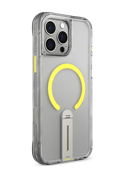 Apple Uyumlu iPhone 16 Pro Max Kılıf Magsafe 360 Dönebilen Standlı Skinarma Helix Kapak Şeffaf