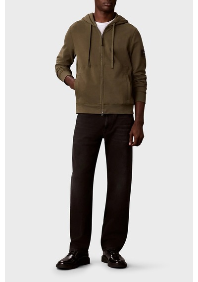Calvin Klein Pamuklu Kapüşonlu Fermuarlı Sweat Lv04rj202glı1 Erkek Sweat Lv04rj202g Lı1 Haki