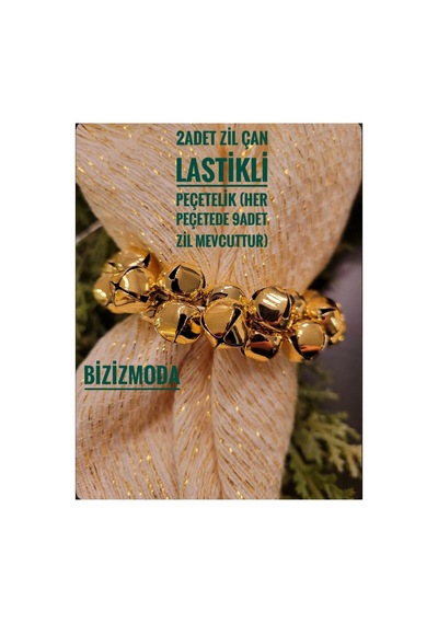 Yılbaşı Masa Süsleme Dekoratif Peçete Yüzüğü Peçete Halkası 2 Kişilik Gold