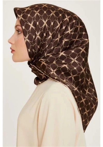 Armine %100 Twill Ipek Eşarp 9207d01-50 34-kahverengi,bej