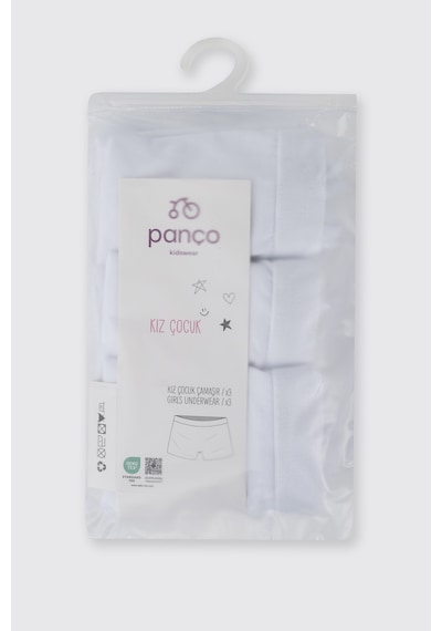 Panço Kız Çocuk Beyaz 3'lü Boxer Seti