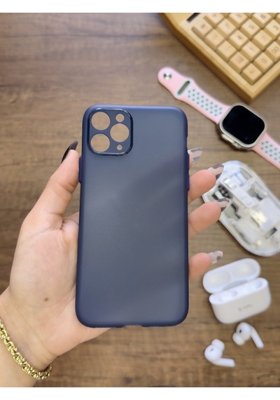 Apple iPhone 11 Pro Uyumlu Süper İnce Mat Ultra Thin Silikon Kılıf Lacivert