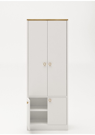 Floradesign Niva Çok Amaçlı Dolap / Kapaklı Ve 7 Raflı Dolap /meşe - Beyaz Meşe - Beyaz
