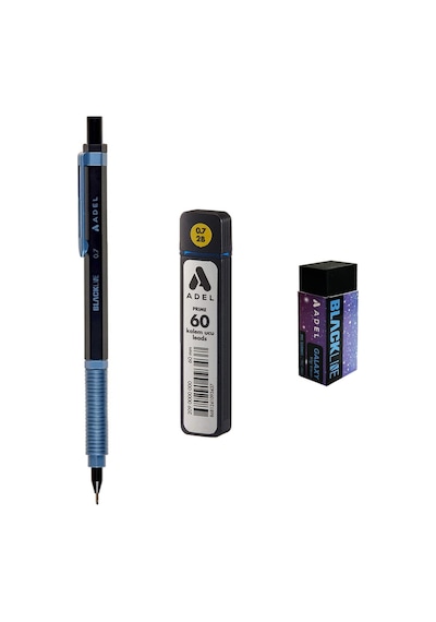 Blackline Metal Gövdeli Versatil Kalem 0.7 Mm Mavi-siyah + Prıme 0,7 Uç 60'lı + Silgi Karışık