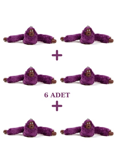 Anıl Bags Maymun Peluş Anahtarlık 6 Adet Mor