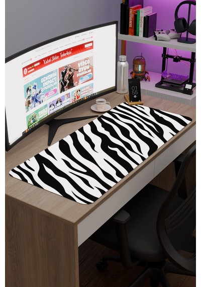Zebra Kaymaz Dikişli Kauçuk Oyuncu Mousepad V5 - 90x40 Xxl Gaming Mouse Pad Fare Altlığı