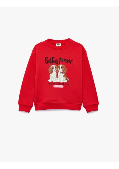 Koton Köpek Baskılı Uzun Kollu Bisiklet Yaka Üç İplik Şardonlu Sweatshirt Kırmızı 7wkg10256ak Koton Köpek Baskılı Uzun Kollu Bisiklet Yaka Üç İplik Şardonlu Sweatshirt Kırmızı 7wkg10256ak