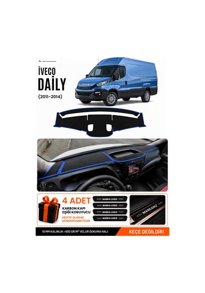 Iveco Daıly 2015-2021 Uyumlu Torpido Koruma, Torpido Örtüsü, Torpido Kılıfı - Siyah Mavi