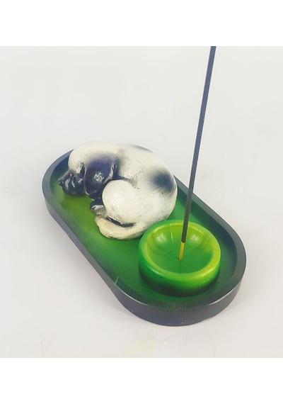 Uyuyan Köpek Çubuk Tütsülük Ve Tealight Beyaz