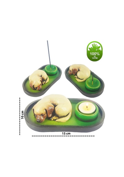 Uyuyan Köpek Çubuk Tütsülük Ve Tealight Kahve