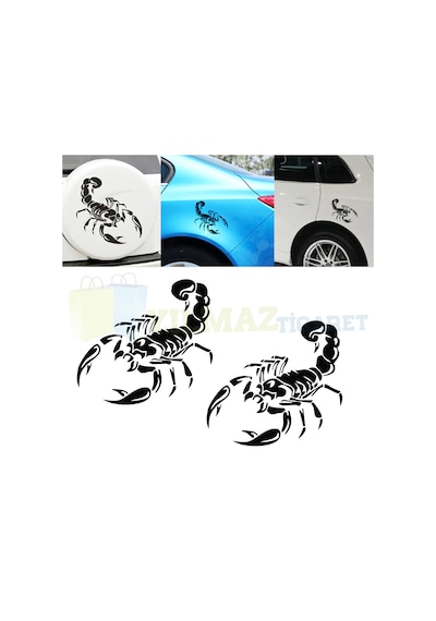 Skorpion Akrep Oto Sticker Yapıştırma Araba Araç Etiket 2 Adet