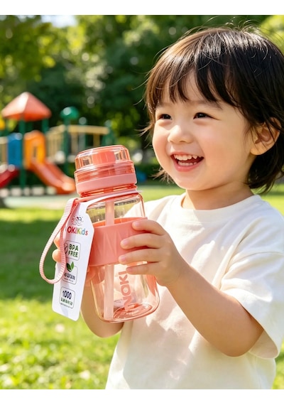 Noki Kids 400 Ml Okul Öncesi Ve İlkokul Tritan Pipetli Su Matarası Sızdırmaz Askılı Turuncu