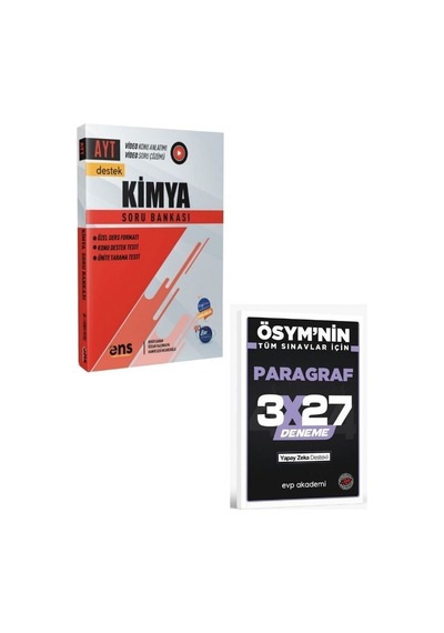 2027 Ens 2027 Ayt Kimya Soru Bankası+ Evp Akademi Paragraf