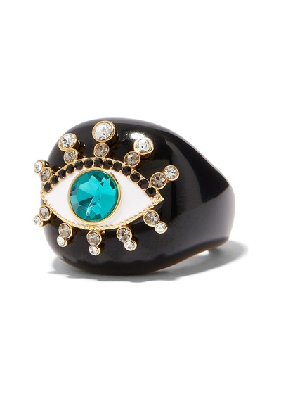 Evil Eye Cocktail Ring, Kristalli Nazar Yüzüğü Siyah