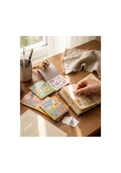 3 Lü Mini Sticker Defter Seti Ajanda - Journal - Scrapbook - Planner - 928141596 Diğer