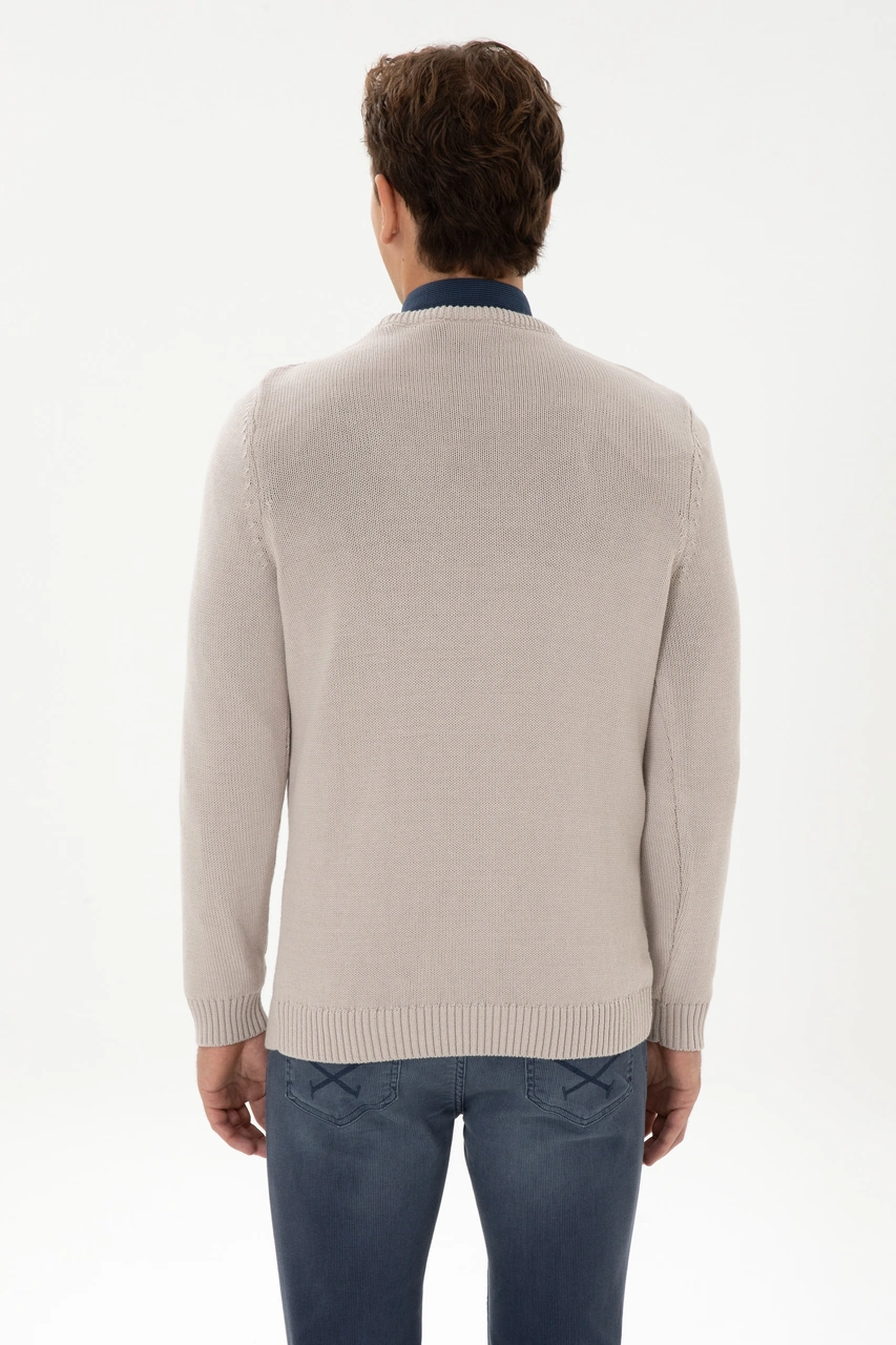 U.S. Polo Assn. Erkek Slim Fit Bisiklet Yaka Taş Kazak 50314975-VR049