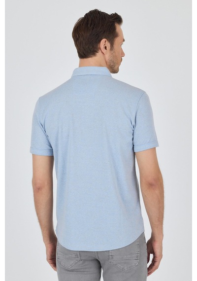 İmza Koyu Mavi Kısa Kol Düz Örme Düğmeli Yaka Cepsiz Pamuklu Classic Slim Fit Gömlek 1004250155 300 Koyu Mavi