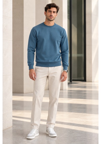 Polo State Erkek 2 Li Set Bisiklet Yaka Basic Sweatshirt Mavi & Sarı