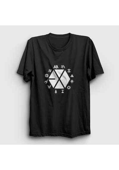 Presmono Unisex Symbols Logo Exo T-shirt Siyah