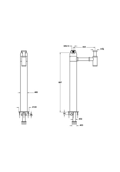 Artema A45161 Yerden Lavabo Sifonu Uzun , Krom