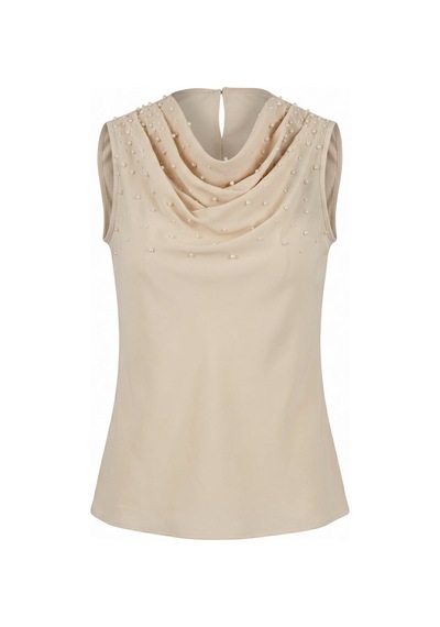 Sateen İnci Detaylı Bluz - Bej-137355
